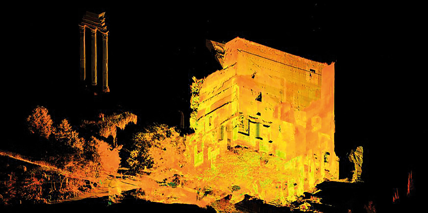 Fig. 4 – Roma, Foro Romano-Palatino, Aula Ovest, modello 3D ottenuto con il Metodo 2 (laser scanning) (elaborazione V. Albano, F. Sommaini).