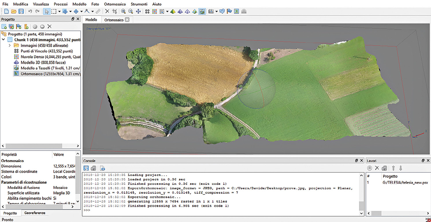 Fig. 6 – Elaborazione dell’ortofotomosaico delle riprese da drone.