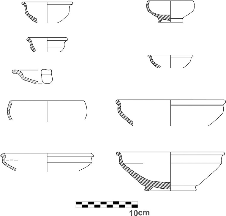 Fig. 1 – Disegni delle principali forme di bucchero analizzate. I frammenti sono relativi a Segni, Ardea e Fidenae (disegni dell’autore).