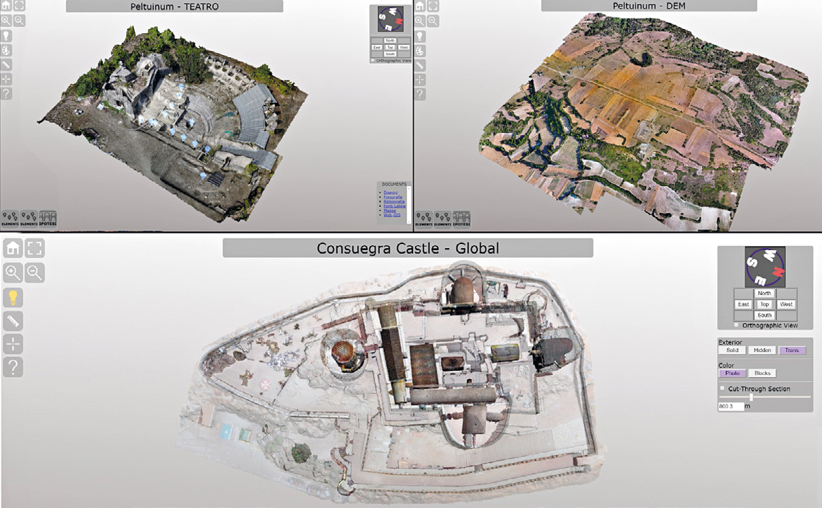 Fig. 1 – Pagine principali dei singoli casi studio su piattaforma 3DHop.