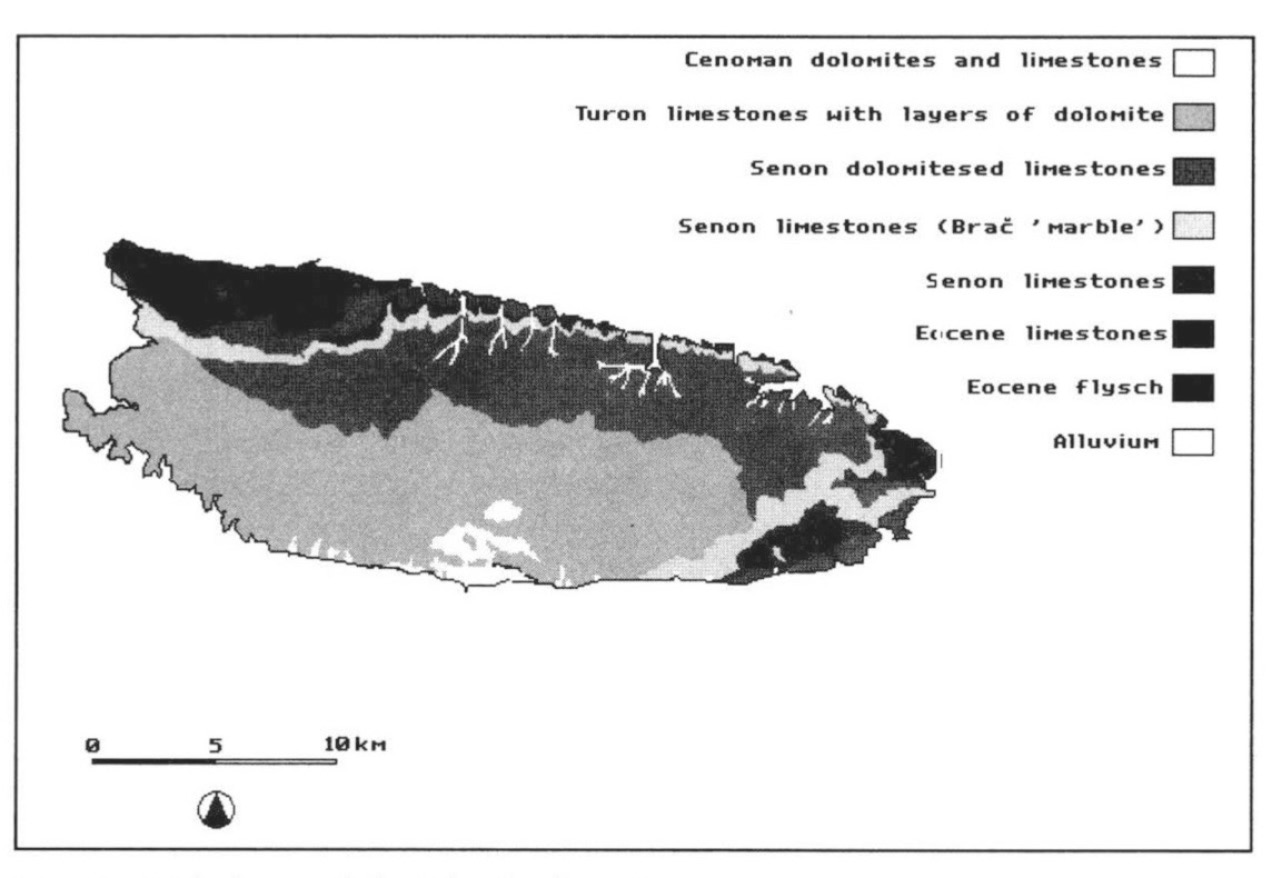 Fig. 3 – Lithology of the island of Brac.