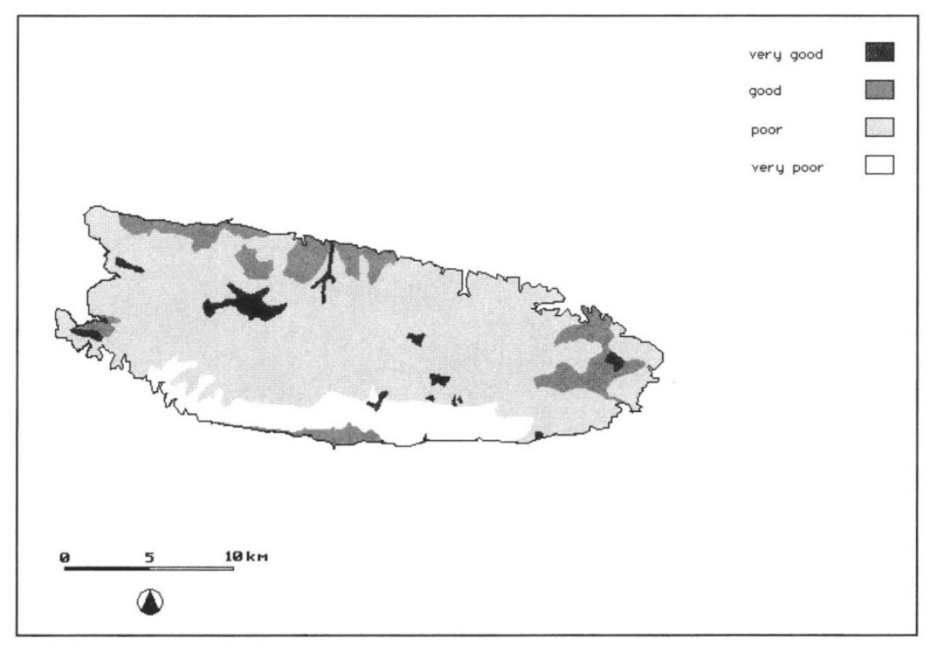 Fig. 4 – Soil classes on the island of Brac.