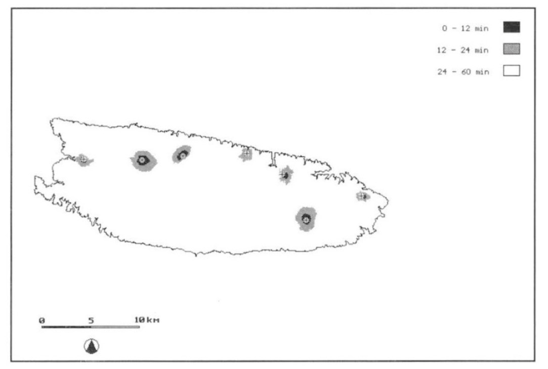 Fig. 5 – Cost surface territories of the Bronze age hillforts.