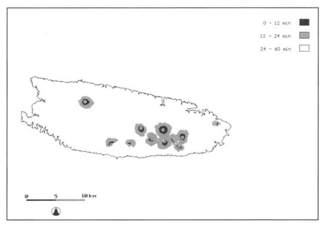 Fig. 6 – Cost surface territories of the Iron age hillforts.