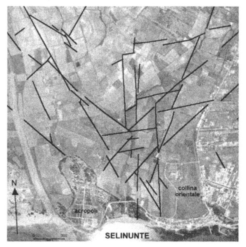 Fig. 7 – Carta Tettonica della Sicilia sud-occidentale da satellite Landsat 5 TM del 23 luglio 1985. Interpretazione: P. Baggio -C. Zamboni (CNR Padova - L.A.TER. Torino)