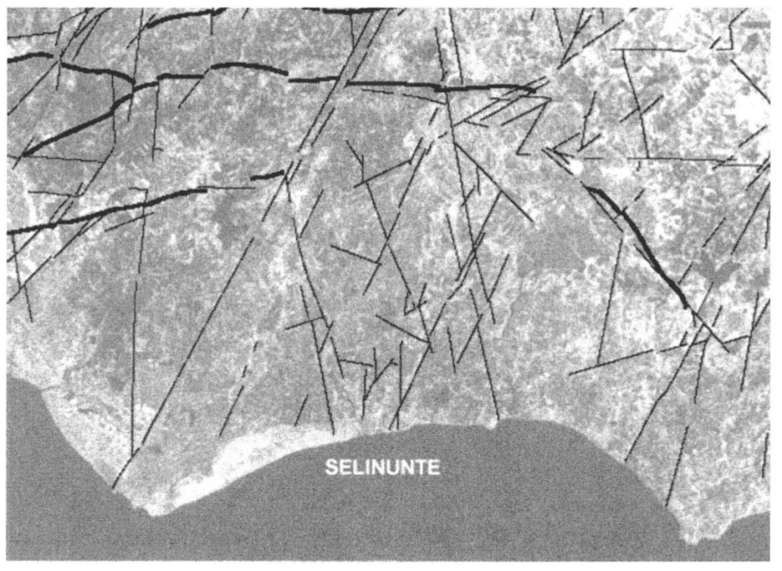 Fig. 8 – Carta Tettonica della zona di Selinunte da foto aerea del 1975. Interpretazione: P.Baggio -C.Zamboni (CNR Padova -L.A.TER. Torino).