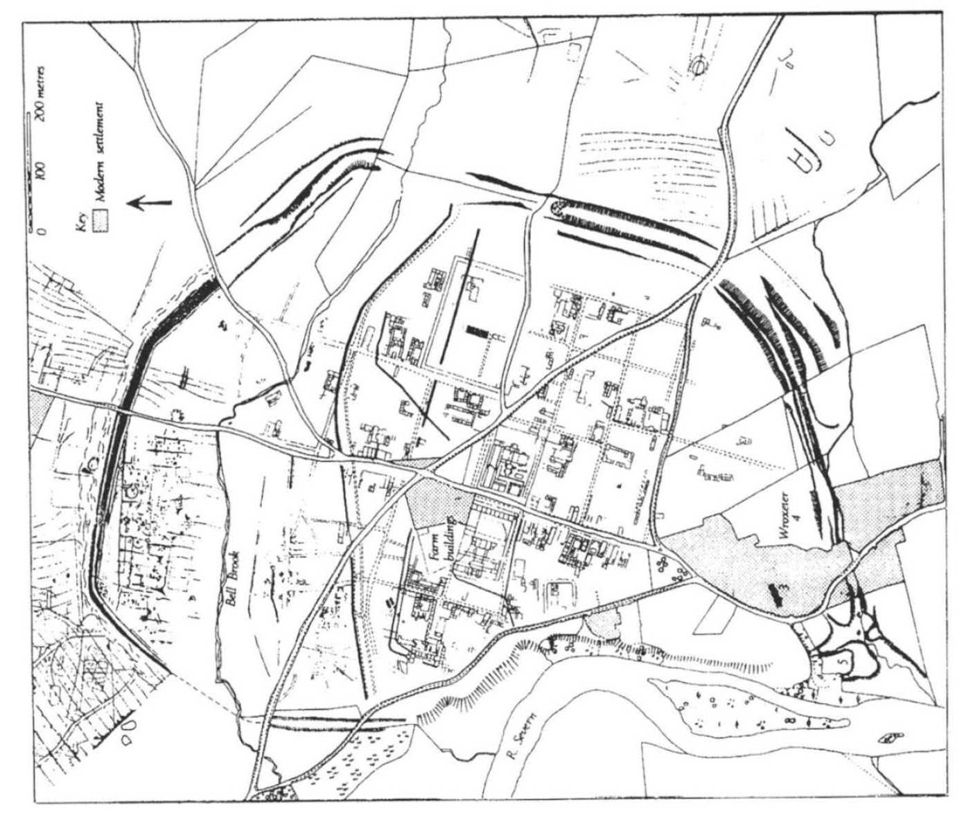 Fig. 1a – Plan ofWroxeter (after Wilson1984). Fig.1b – Plan ofWroxeter (after Barker 1985).