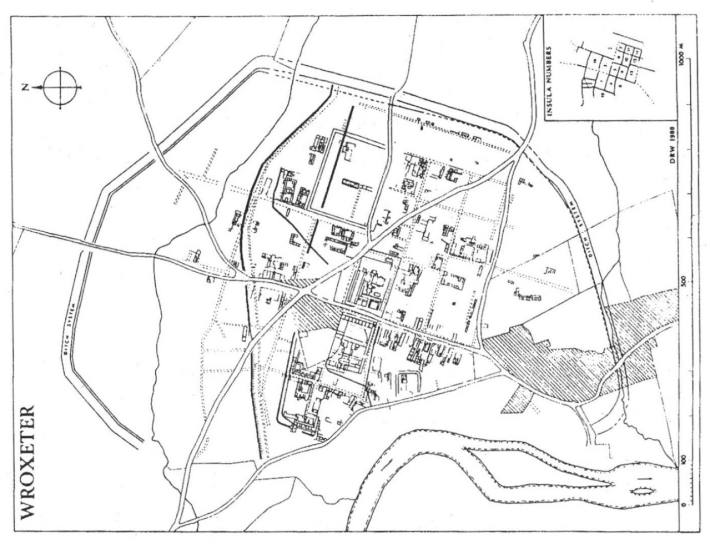 Fig. 1b – Plan ofWroxeter (after Barker 1985).