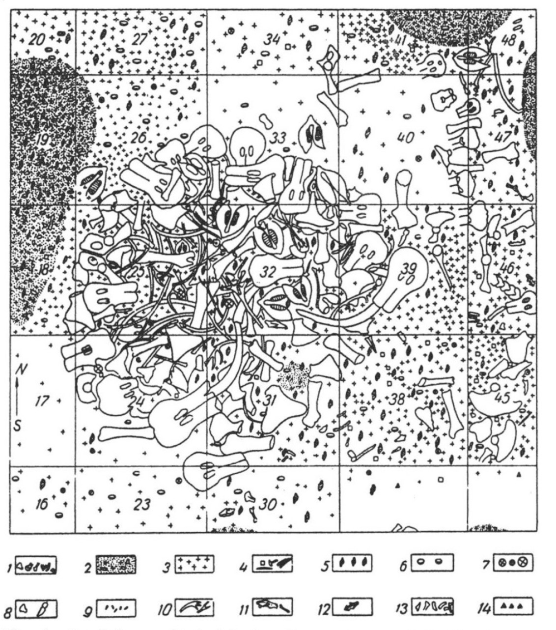 Fig. 1 – La Cabane n°1 de Mezine (Pidoplitchko 1969, Fig. 27).