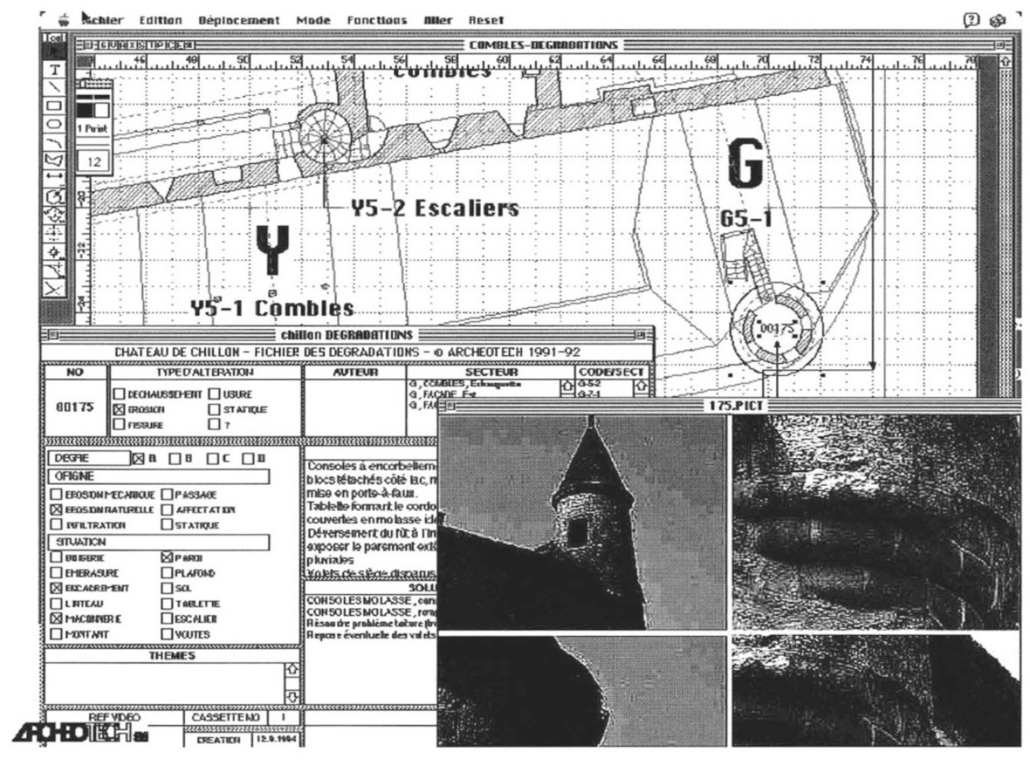 Fig. 2 – La liaison dynamique permet une relation instantanée entre la position de l’objet, sa description et les images qui le représentent (Archéotech SA).