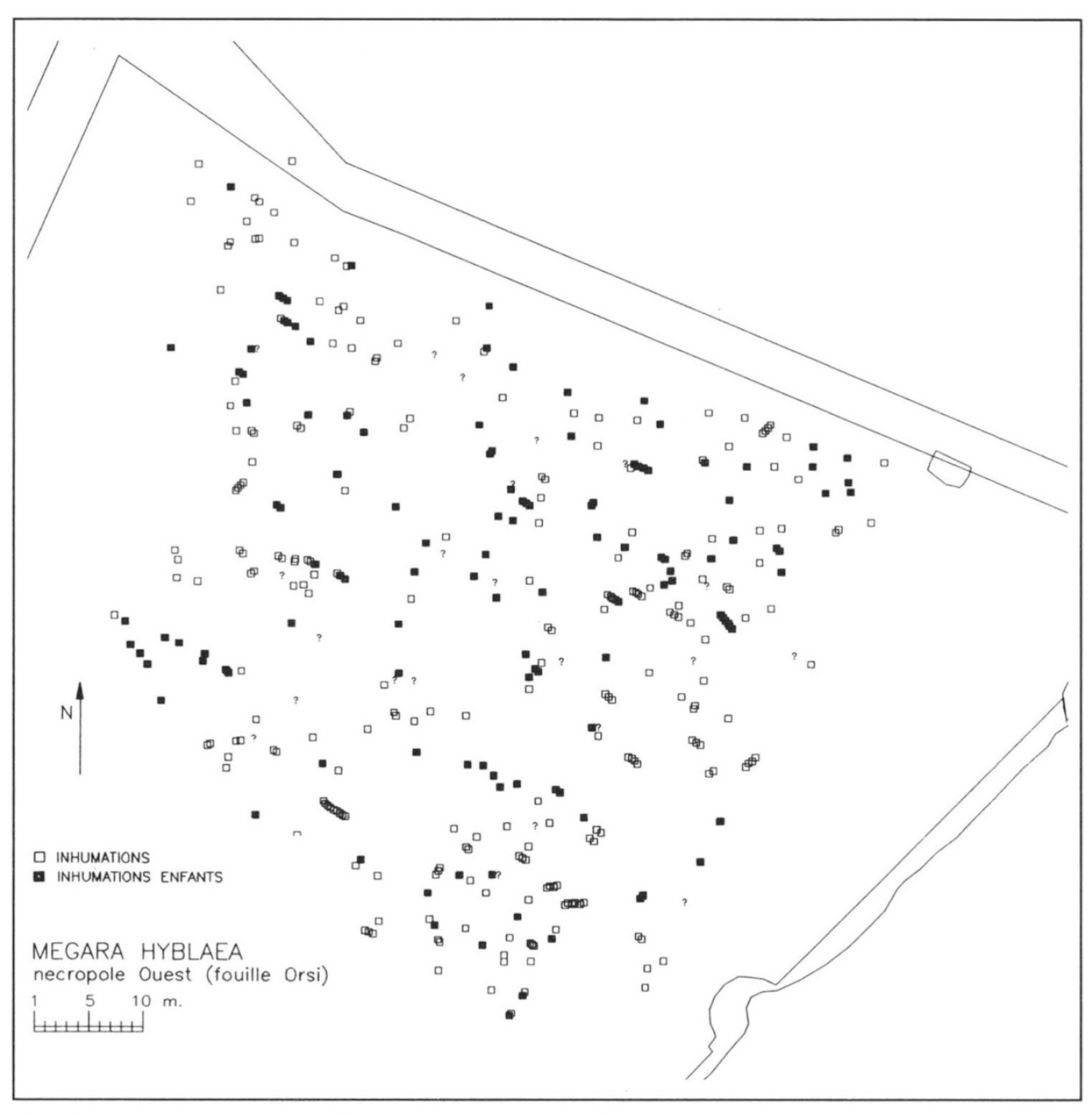 Fig. 3 – Distribution des enfants Orsi dans les tombes à inhumation.