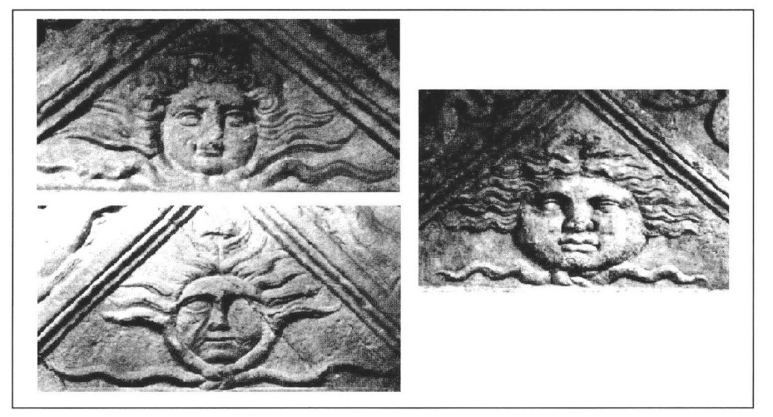 Fig. 3 – Timpani triangolari di stele funeraria con Medusa.