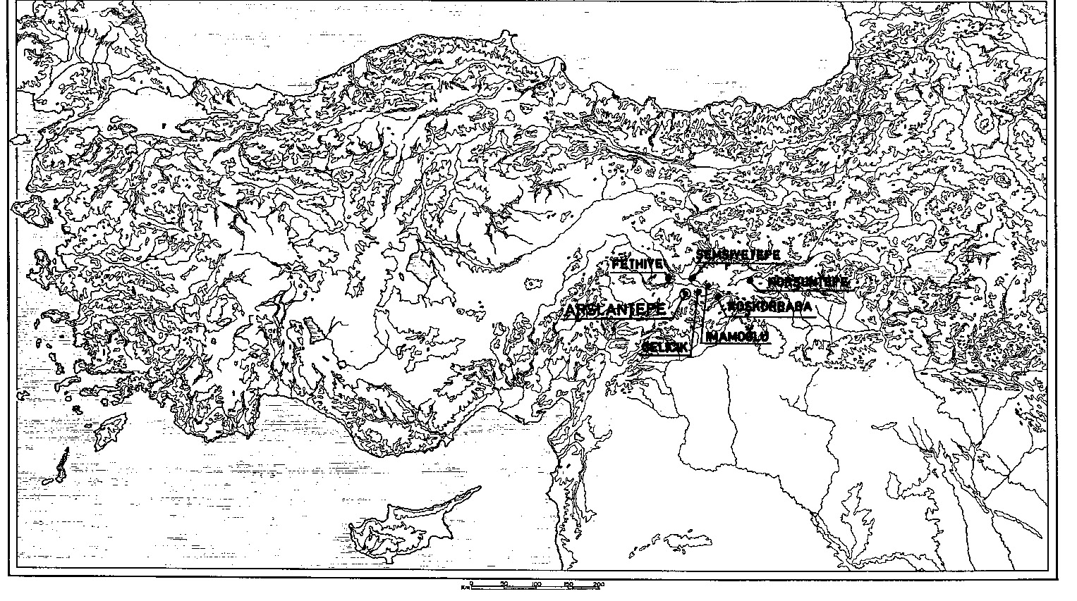 Fig. 1 – Valle dell’Eufrate in Anatolia orientale. Distribuzione degli insediamenti citati nel testo.