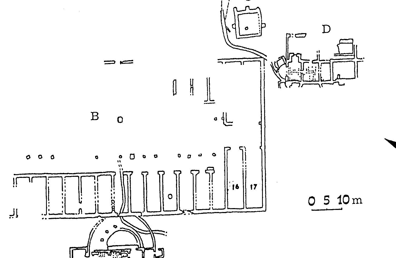 Fig. 1 – Localizzazione del porto di Vada Volaterrana e delle fornaci per anfore attive nel periodo considerato. 1:Poggio Fiori; 2: Galafone; 3: Podere del Pozzo; 4: La Mazzanta.