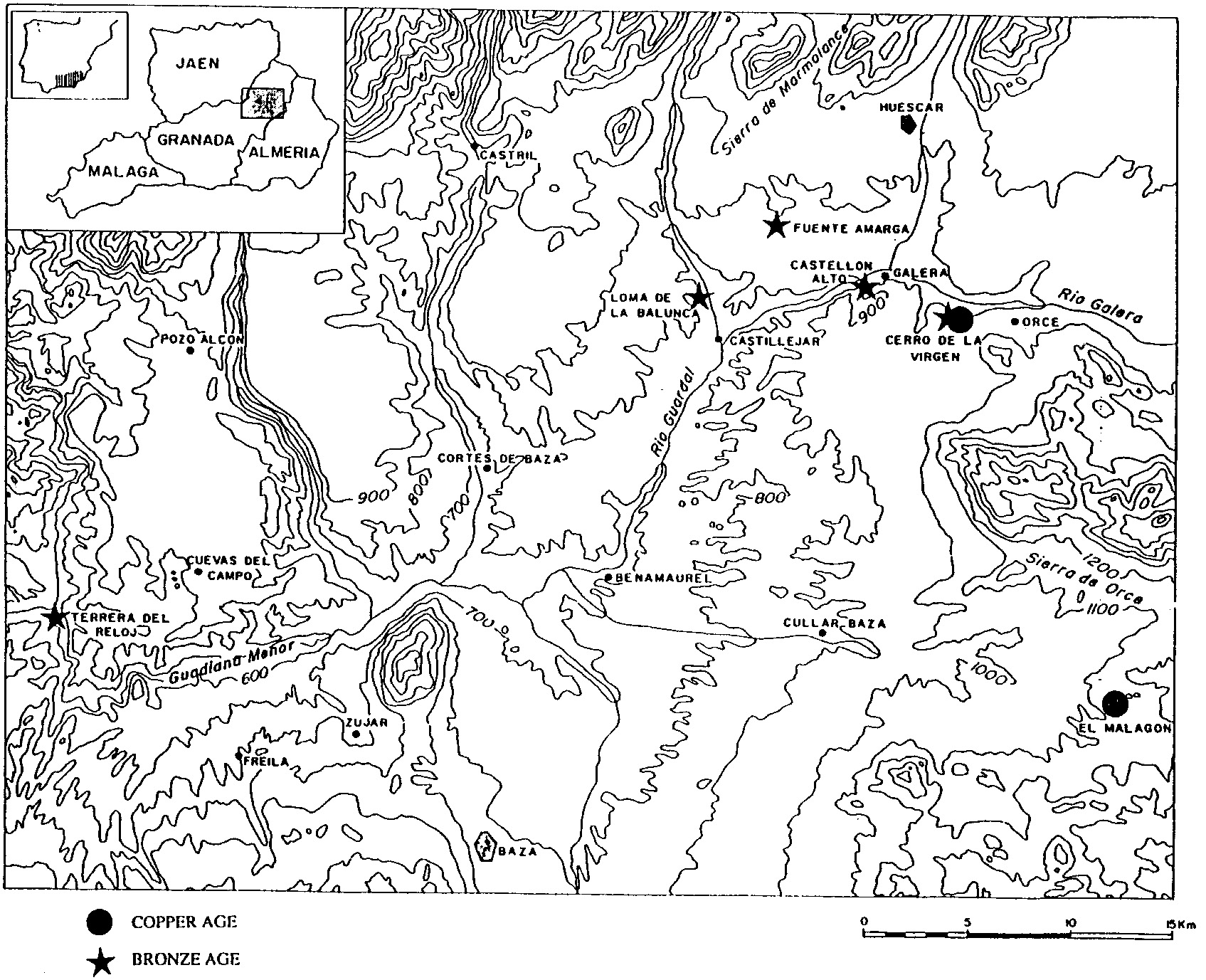 Fig. 2 – Altitudinal Catena of vegetation for the Depression ofBaza (1. Rhamno Iycioid-Querceto cocciferae sigmetum;2.Paeonio-Querceto rotundifoliae sigmetum;3. BerbeAdi hispanicae-Querceto rotundifoliae; 4. Buplellro-Querceto rotundifolias sigmetum;5.Daphno latifoliae-Acereto granatensis;ó.Daphno oleoidi-Pineto sylvestris sigmetum; 7. Adenocarpo decorticanti-Querceto rotundifoliaesigmetum;8. Adenacarpo-Querceto pyrenaicae sigmetum).