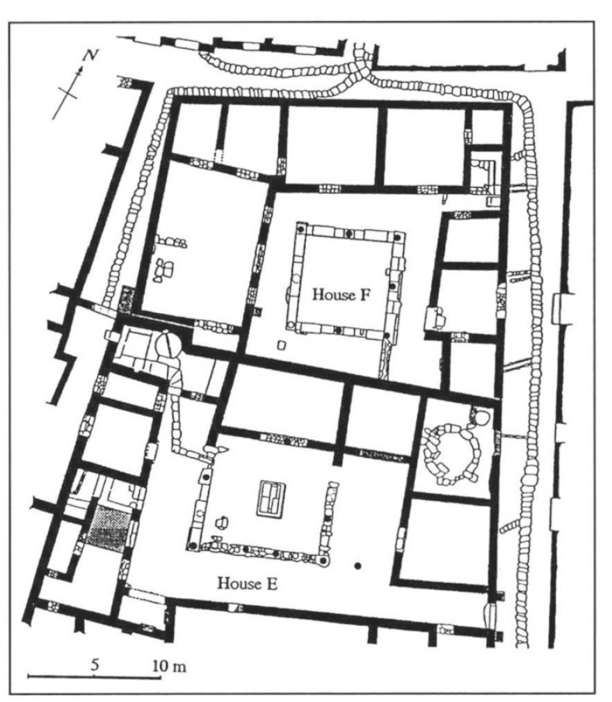 Fig. 5 – Ground floor plans of the Delos houses IIE and IIF (Dallas1992, Fig. 22.1).