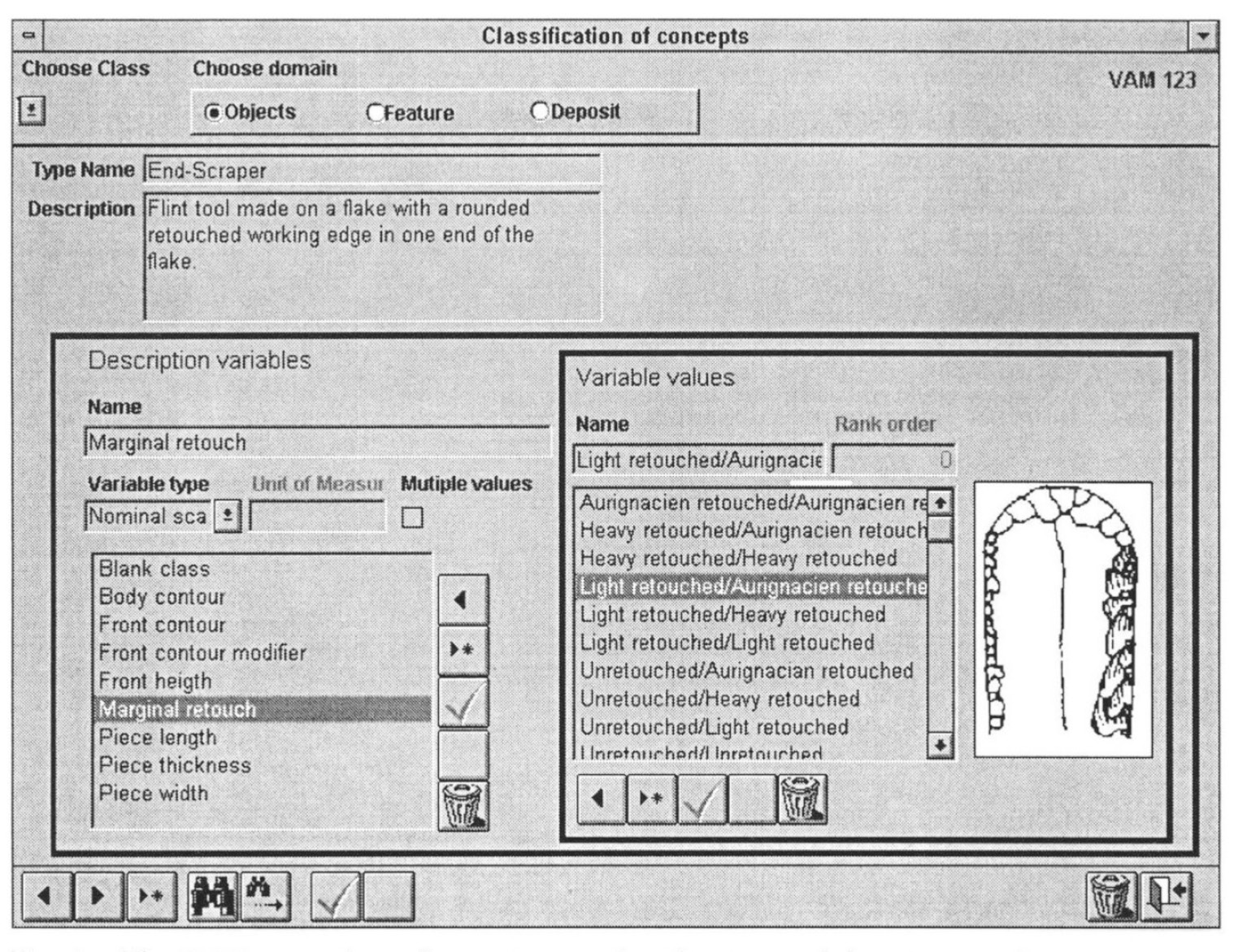 Fig. 3 – The IDEA entry form for setting up classification and description schemes.