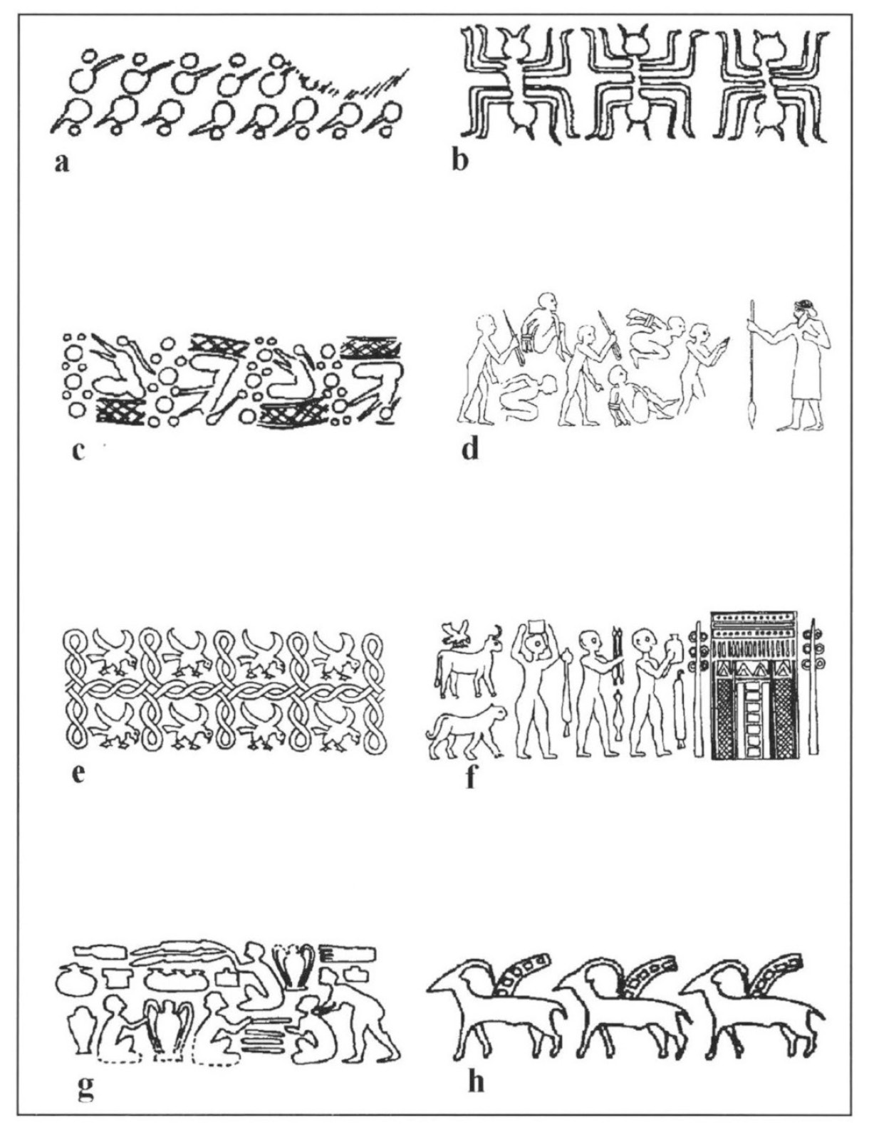 Fig. 1 – Esempi di sigilli del periodo di Uruk/Jemdet Nasr (non in scala).