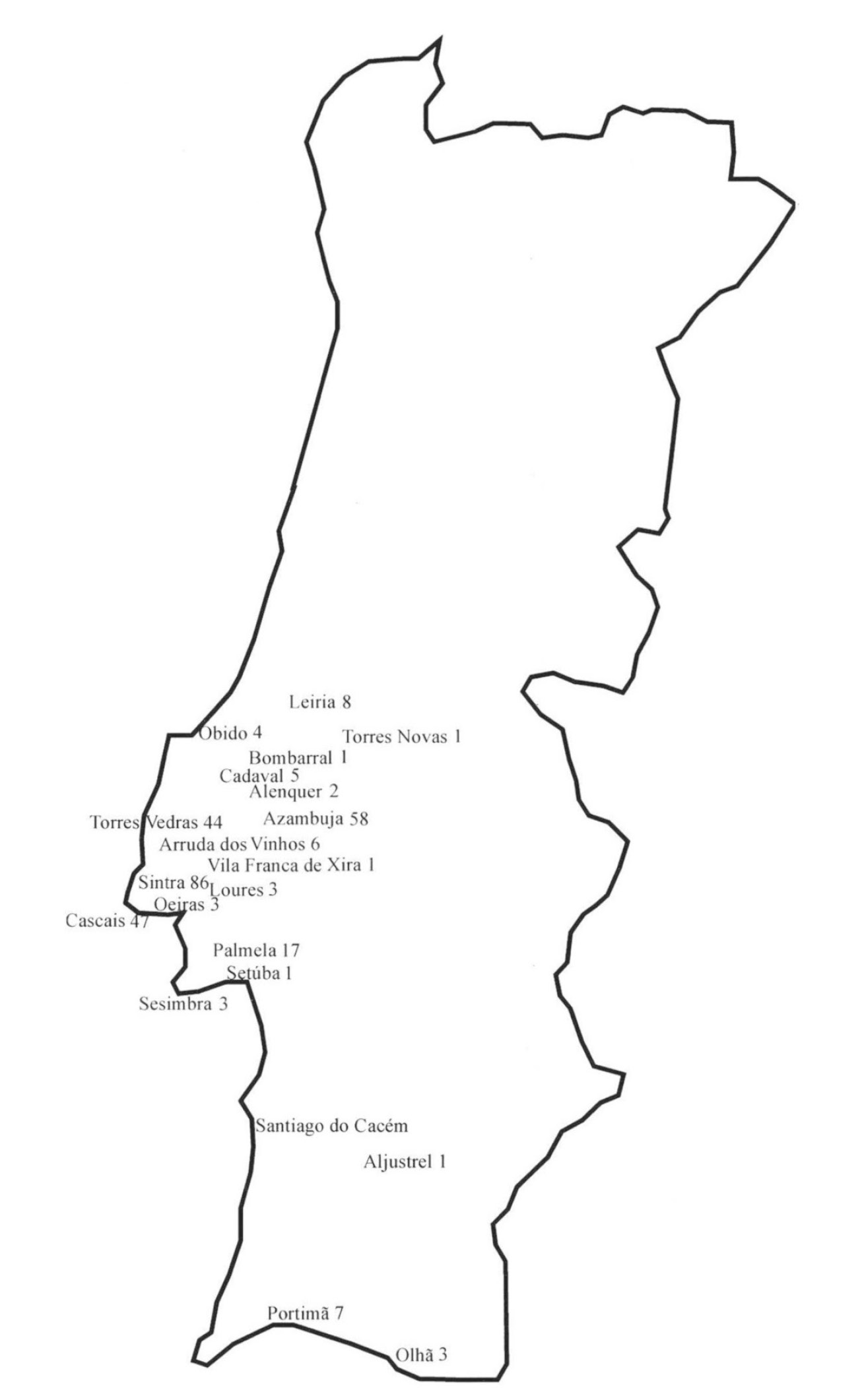 Fig. 5 – Distribution of cylindrical figures by Council.