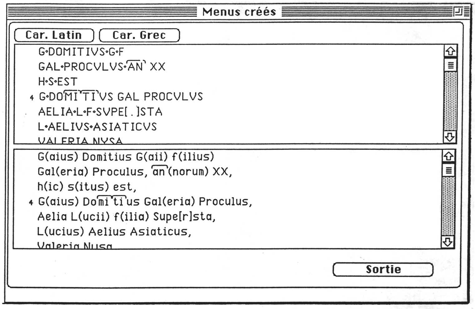 Fig. 3 – Exemple d’une page de saisie d’un texte épigraphique.