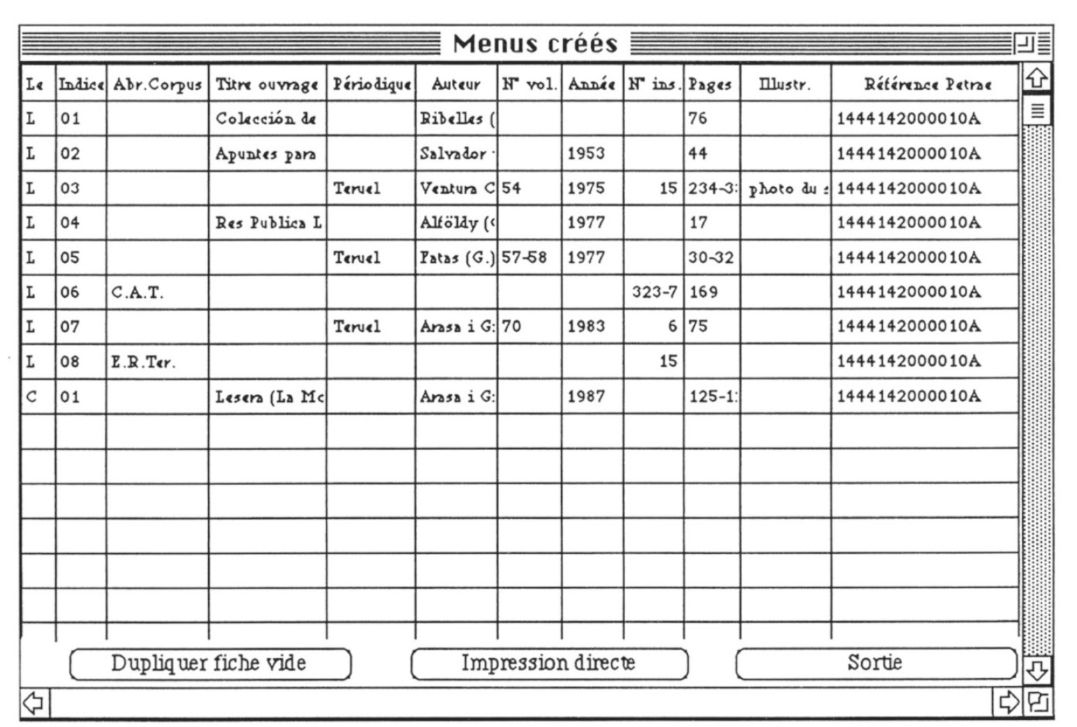 Fig. 4 – Exemple de saisie de la bibliographie.