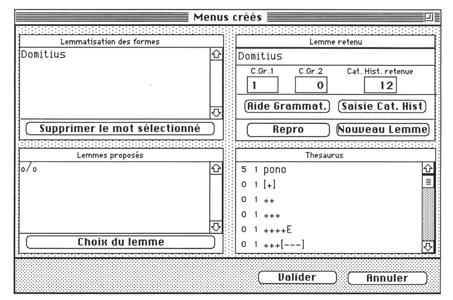 Fig. 6 – Exemple de saisie de l’index, saisie du lemme philologique.