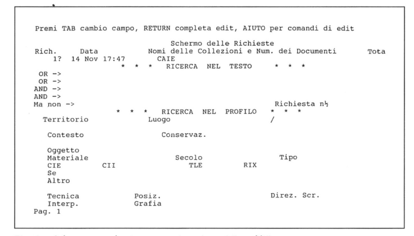 Fig. 2 – Schermo per la ricerca e sui testi e sui “profili”.