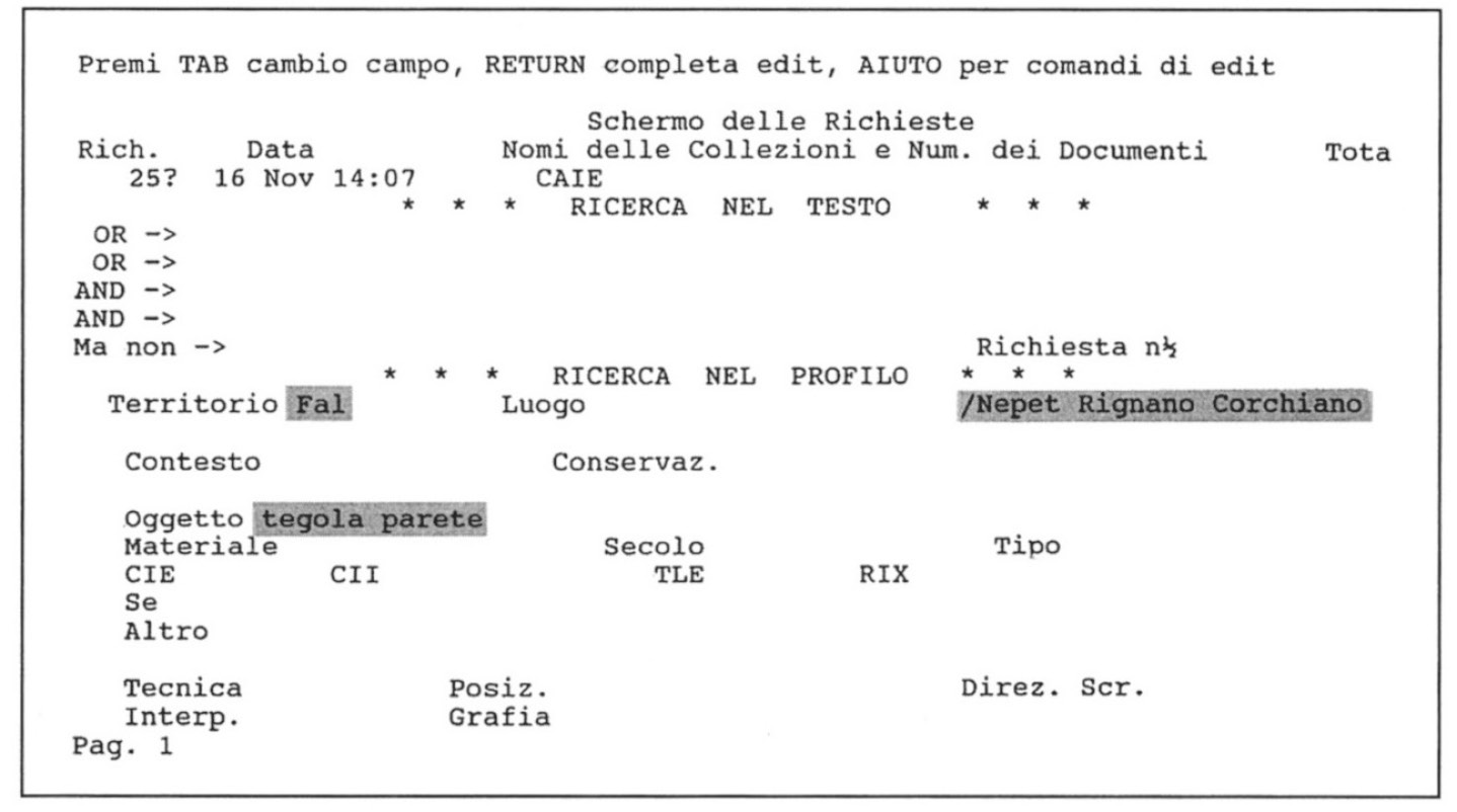 Fig. 5 – Ricerca in piùcampi del “profilo”.