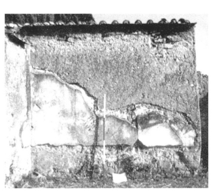 Fig. 5 – Unrectified still-video image of wall elevation in the Casa delle Vestali, Insula VI, 1 at Pompeii.