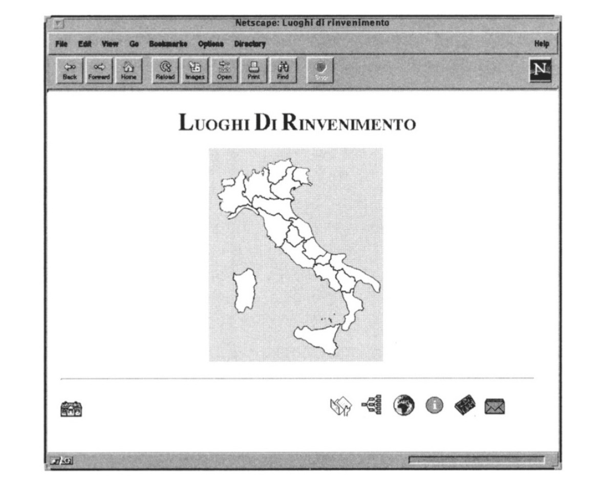 Fig. 4 –Mappa selezionabile delpercorso:  Luoghi di rinvenimento.