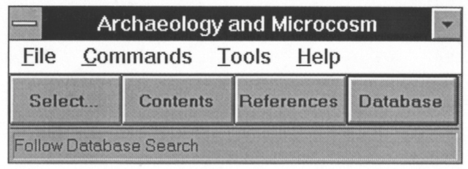 Fig. 1 – A typical screen of Microcosm running with excavation data.