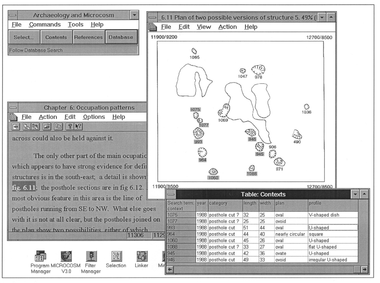 Fig. 3 – Result of a database search based on contexts selected from a plan.