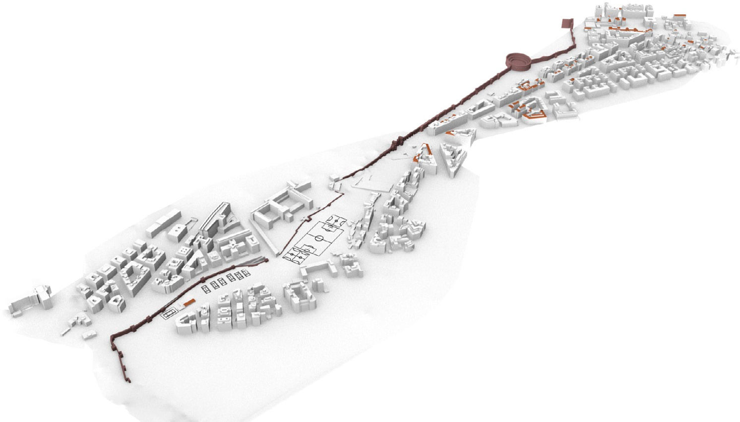 Fig. 1 – Il territorio tra Porta Maggiore e Porta Metronia, restituzione 3D dello stato attuale.