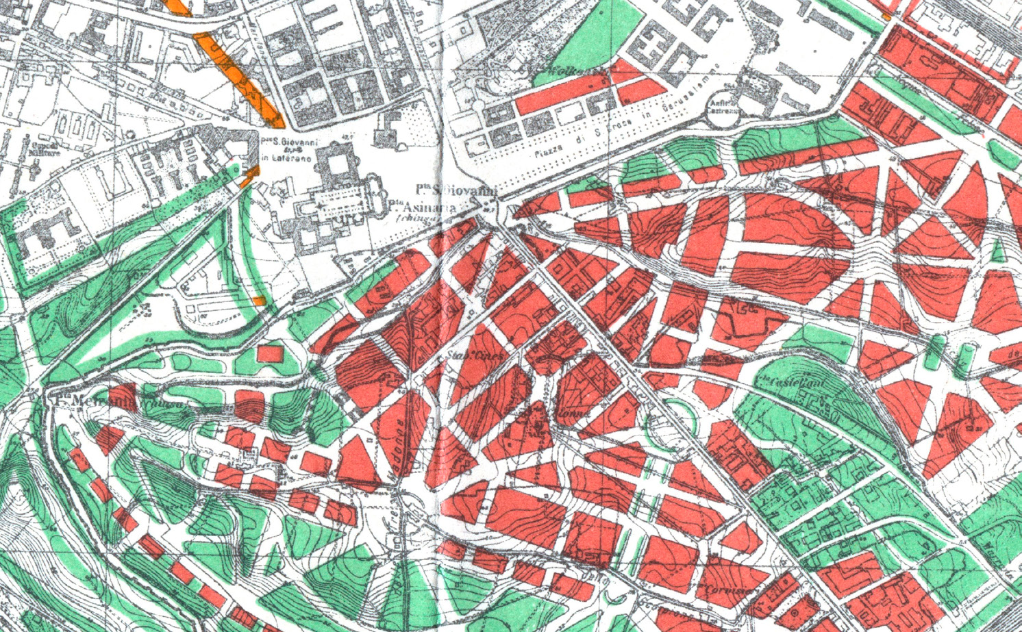 Fig. 5 – Particolare del piano regolatore della città di Roma del 1908 su base IGM 1906 (Sanjust di Teulada 1908).