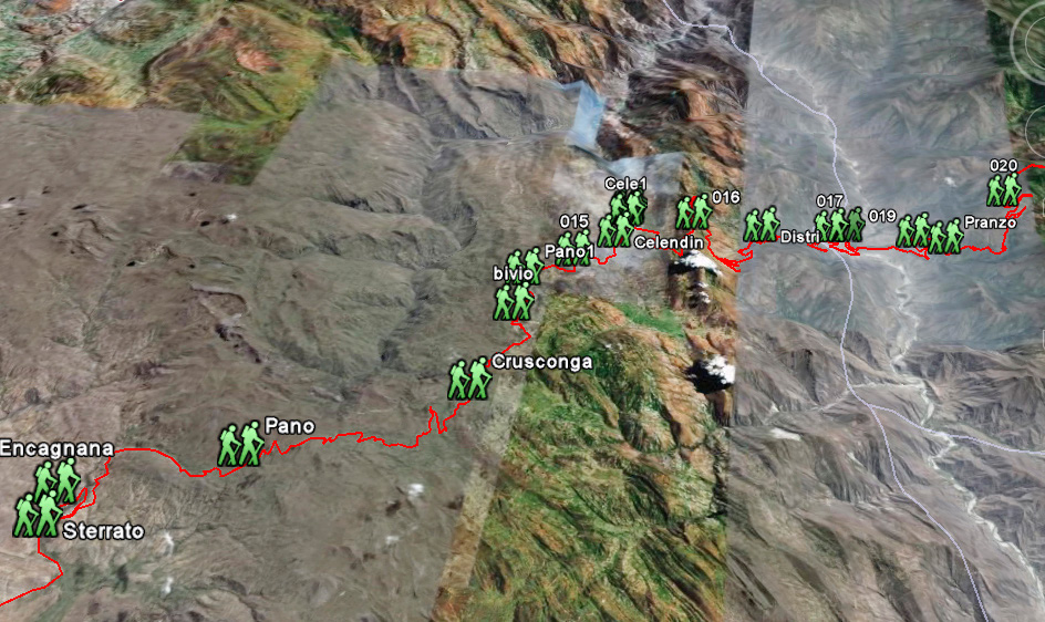 Fig. 5 – Sentiero da Caiamarca a Kuelap – interfaccia Google Earth.