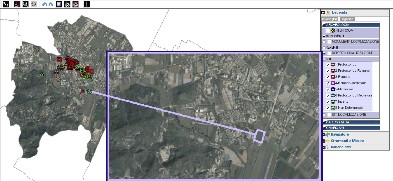 Fig. 1 – Il territorio di Montegrotto Terme e lo scavo di via Neroniana.