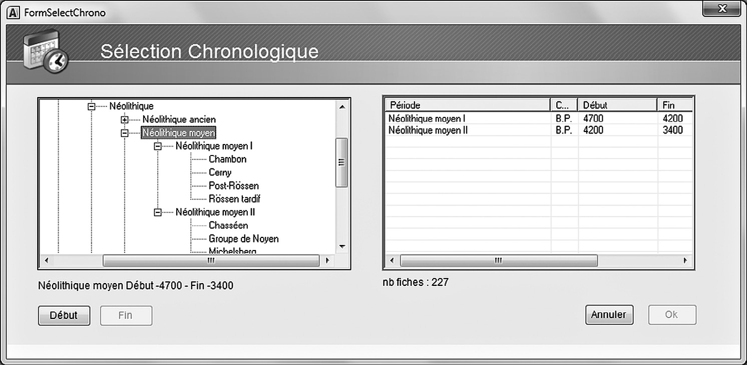 Fig. 5 – Fenêtre de sélection chronologique.