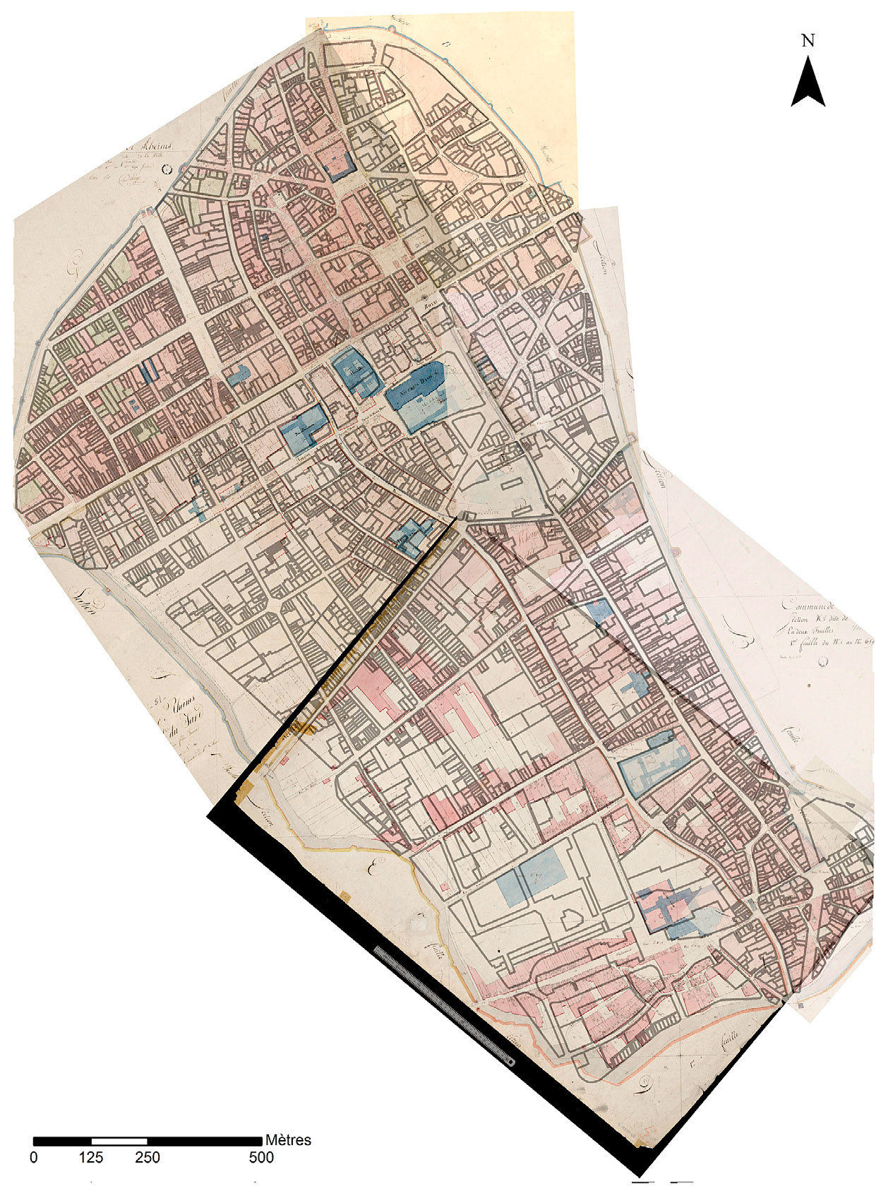 Fig. 2 – Résultat du géoréférencement du cadastre napoléonien sur la BDU-2007.