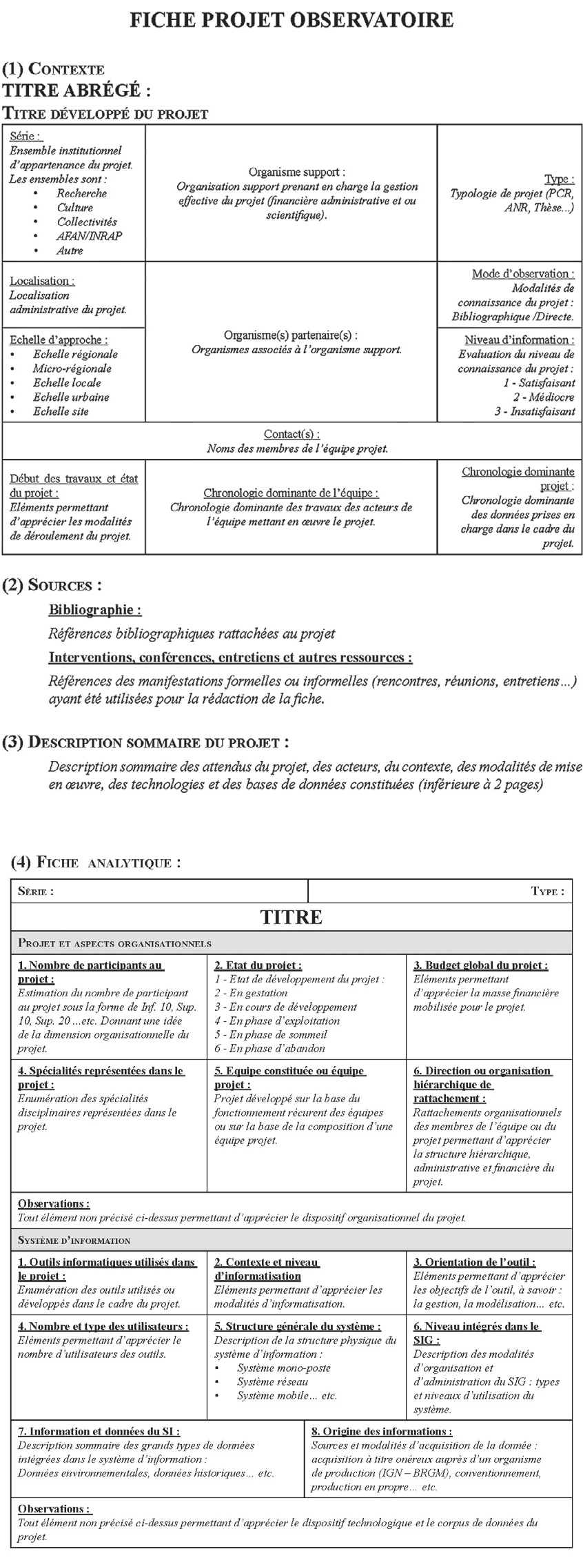 Fig. 1 – Exemple d’une fiche descriptive de projets géomatiques.