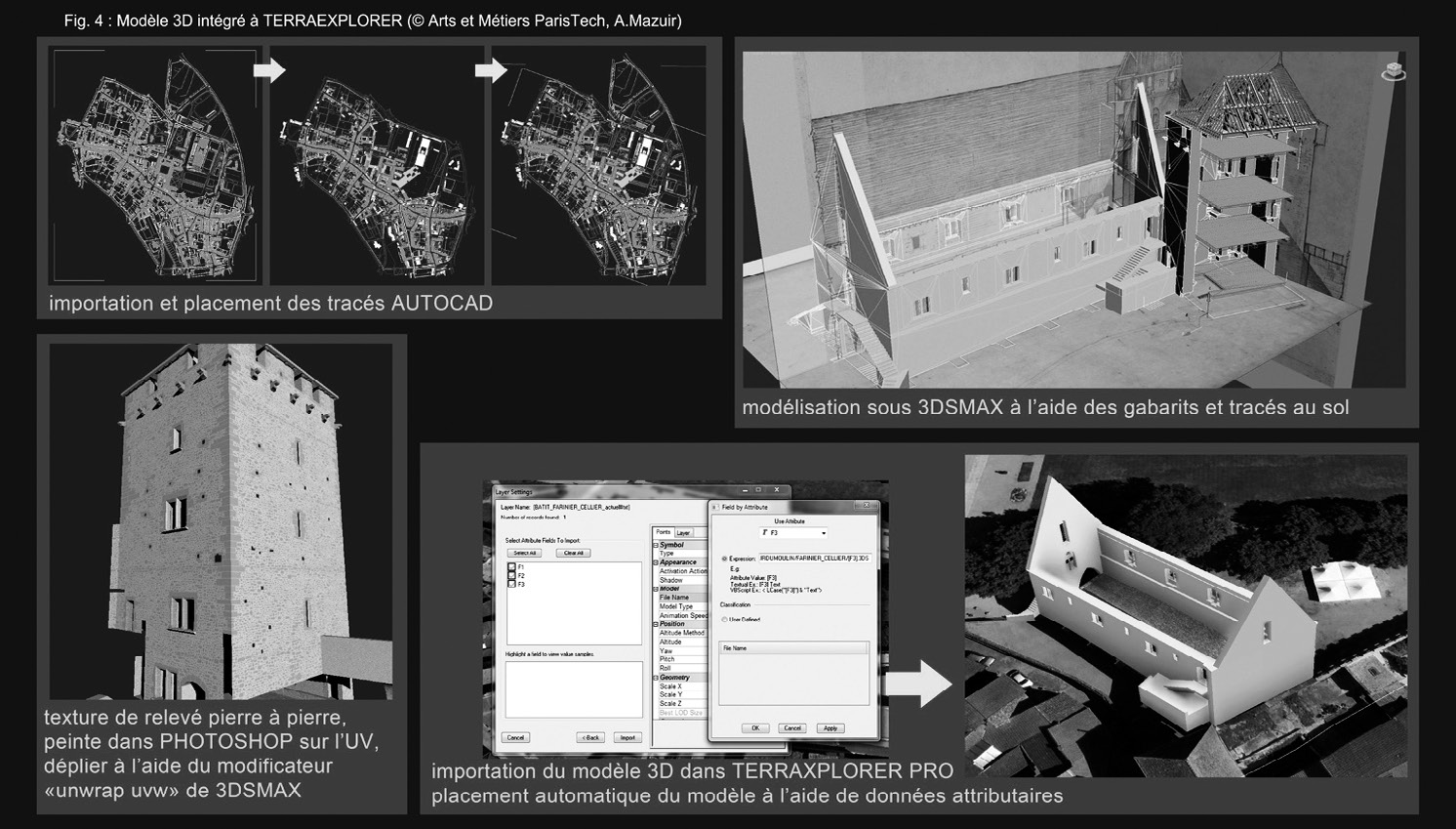 Fig. 4 – Modèle 3D intégré à TerraExplorer (Arts et Métiers ParisTech, A. Mazuir).