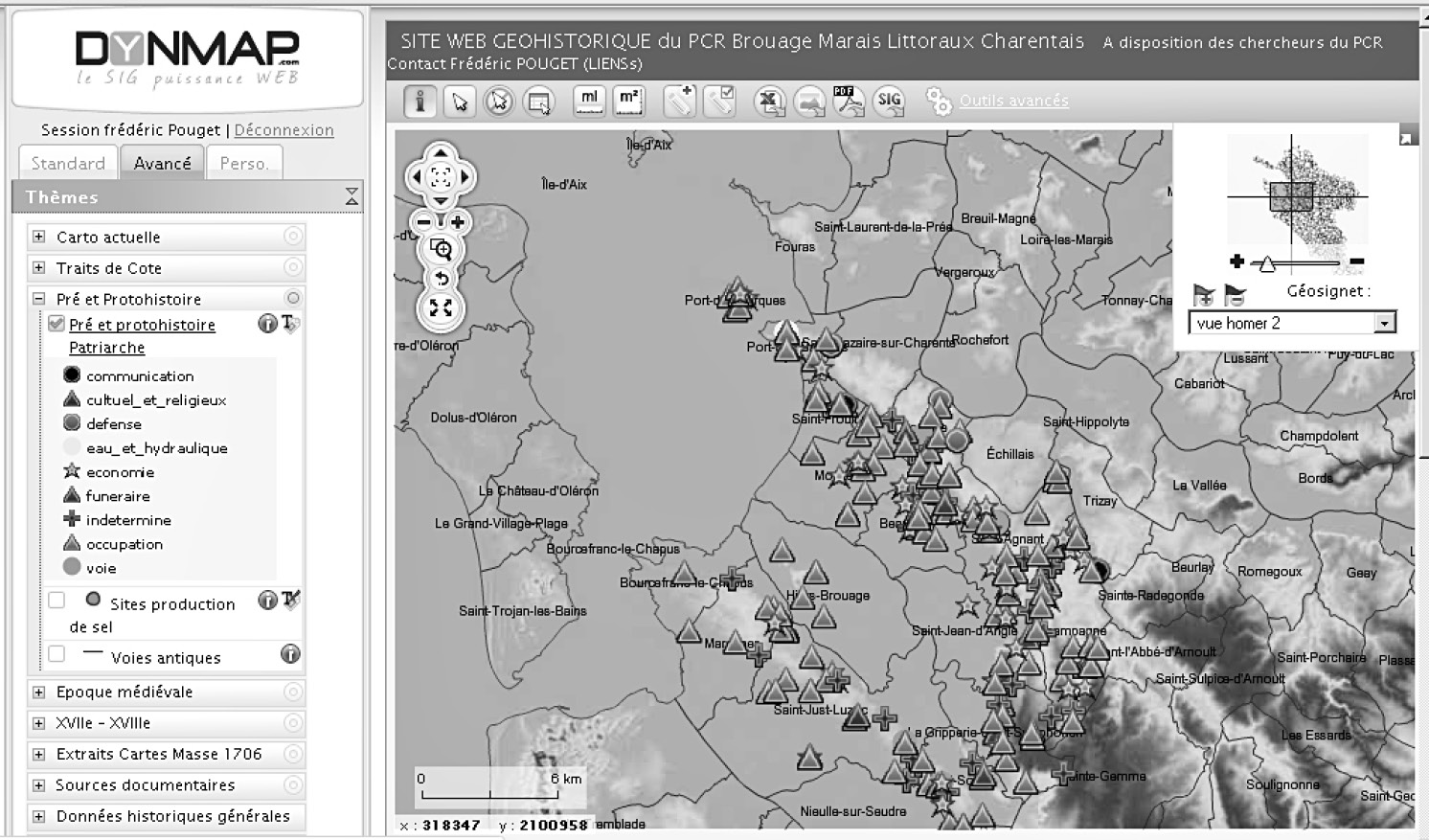 Fig. 2 – Présentation de l’interface du site de “webmapping” (logiciel Dynmap).