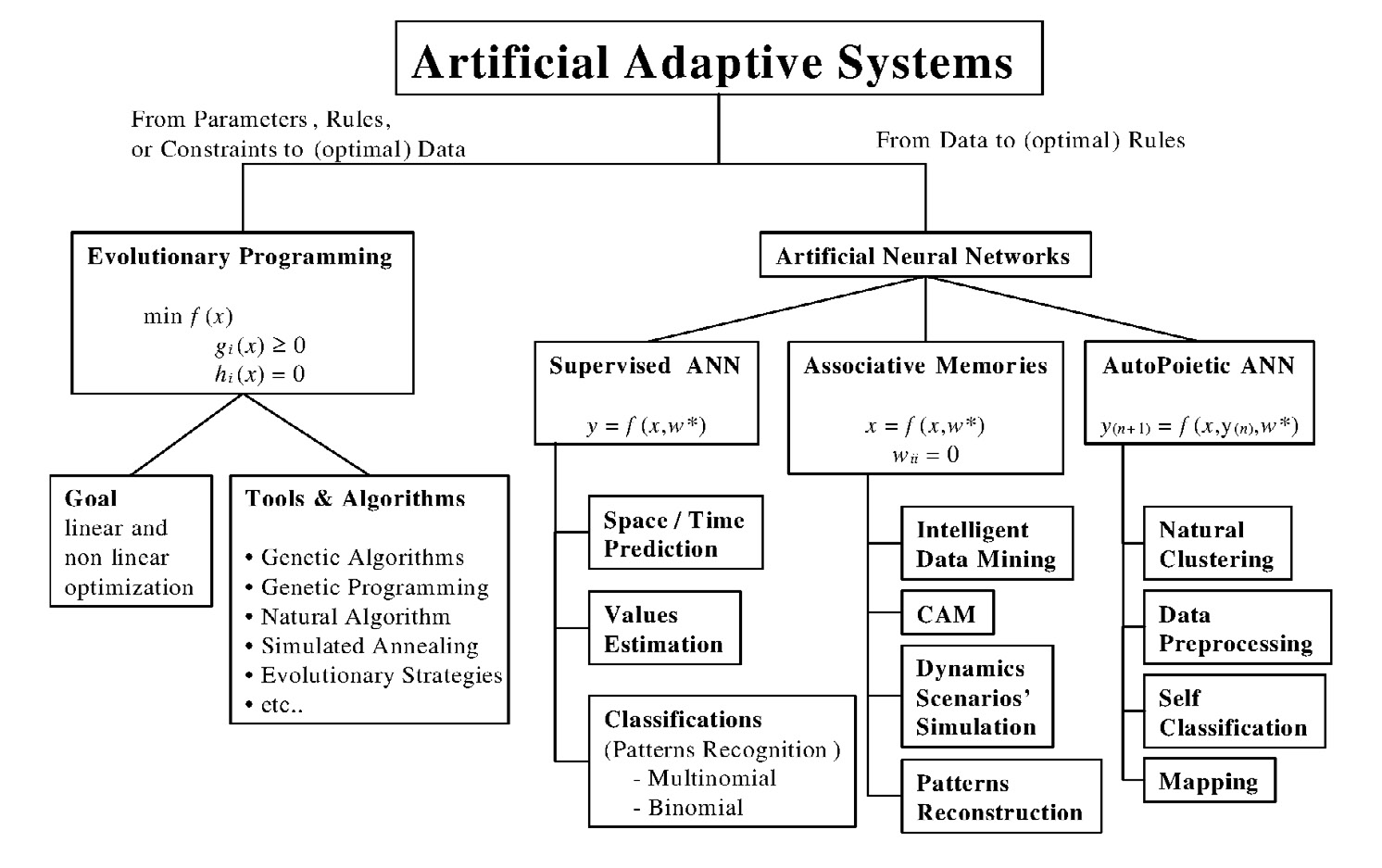 Fig. 4 – Artificial Adaptive Systems: general diagram.