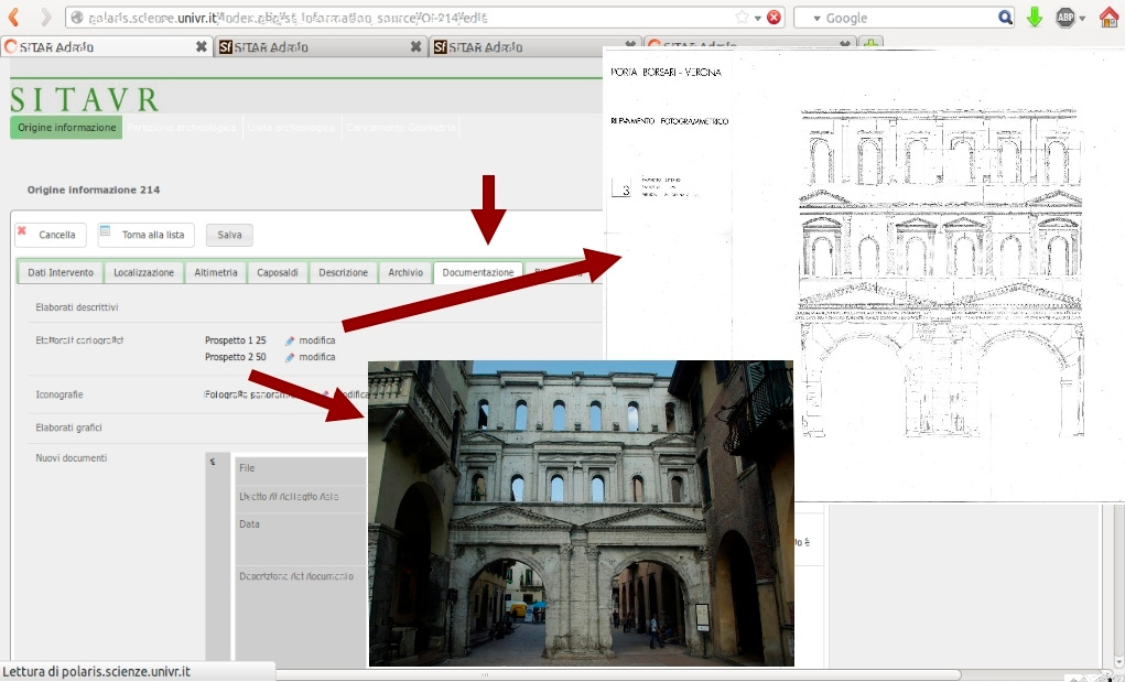 Fig. 3 – Scheda di Origine Informativa: documenti allegati (Porta Borsari).