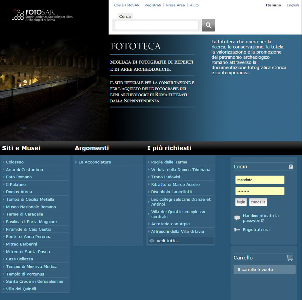 Fig. 2 – Homepage attuale con veste grafica rinnovata.