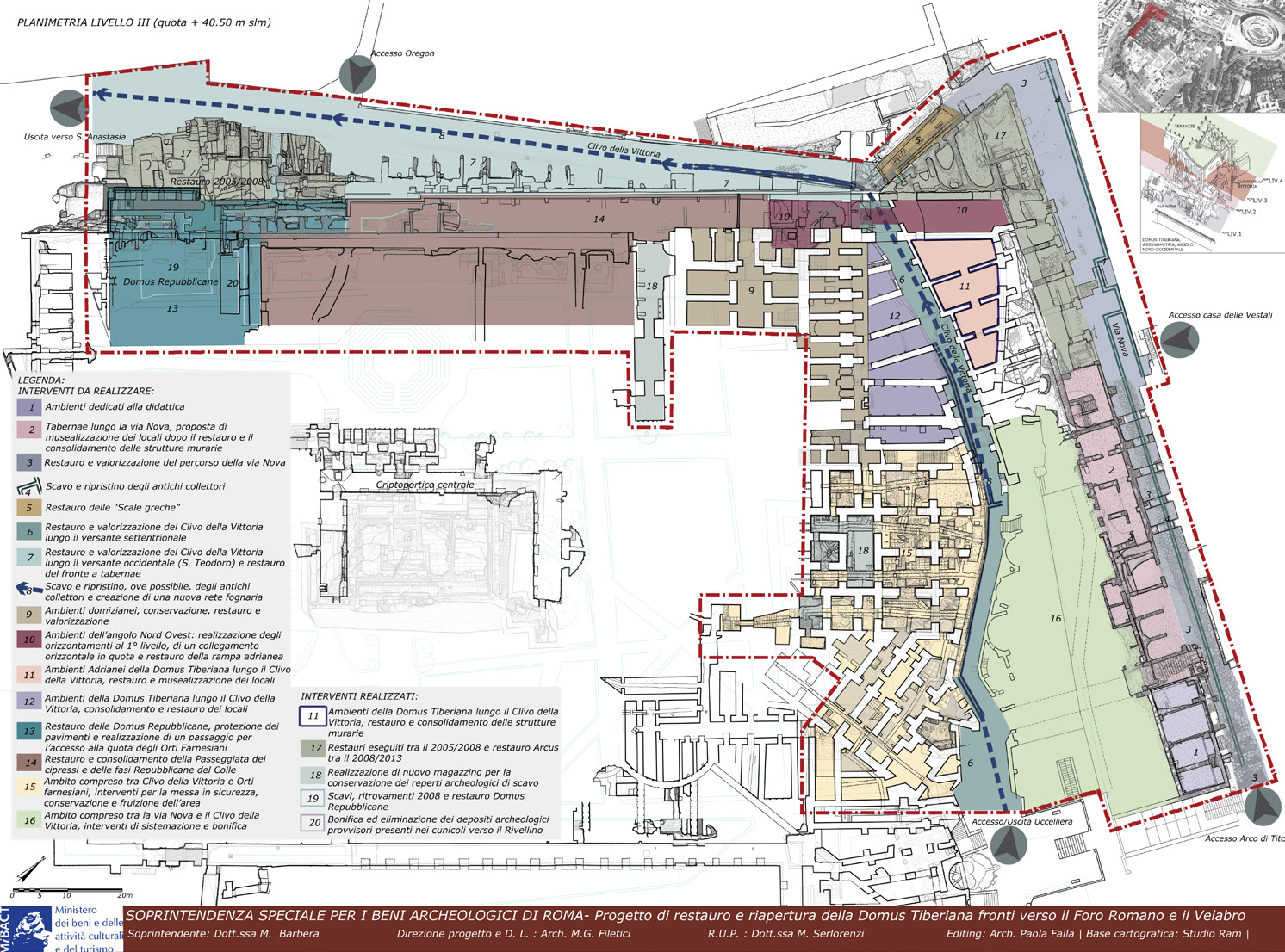 Fig. 3 – Planimetria generale di progetto: elaborazione grafica P. Falla, rilievo topografico studio Foglia (M. Papale 2012).