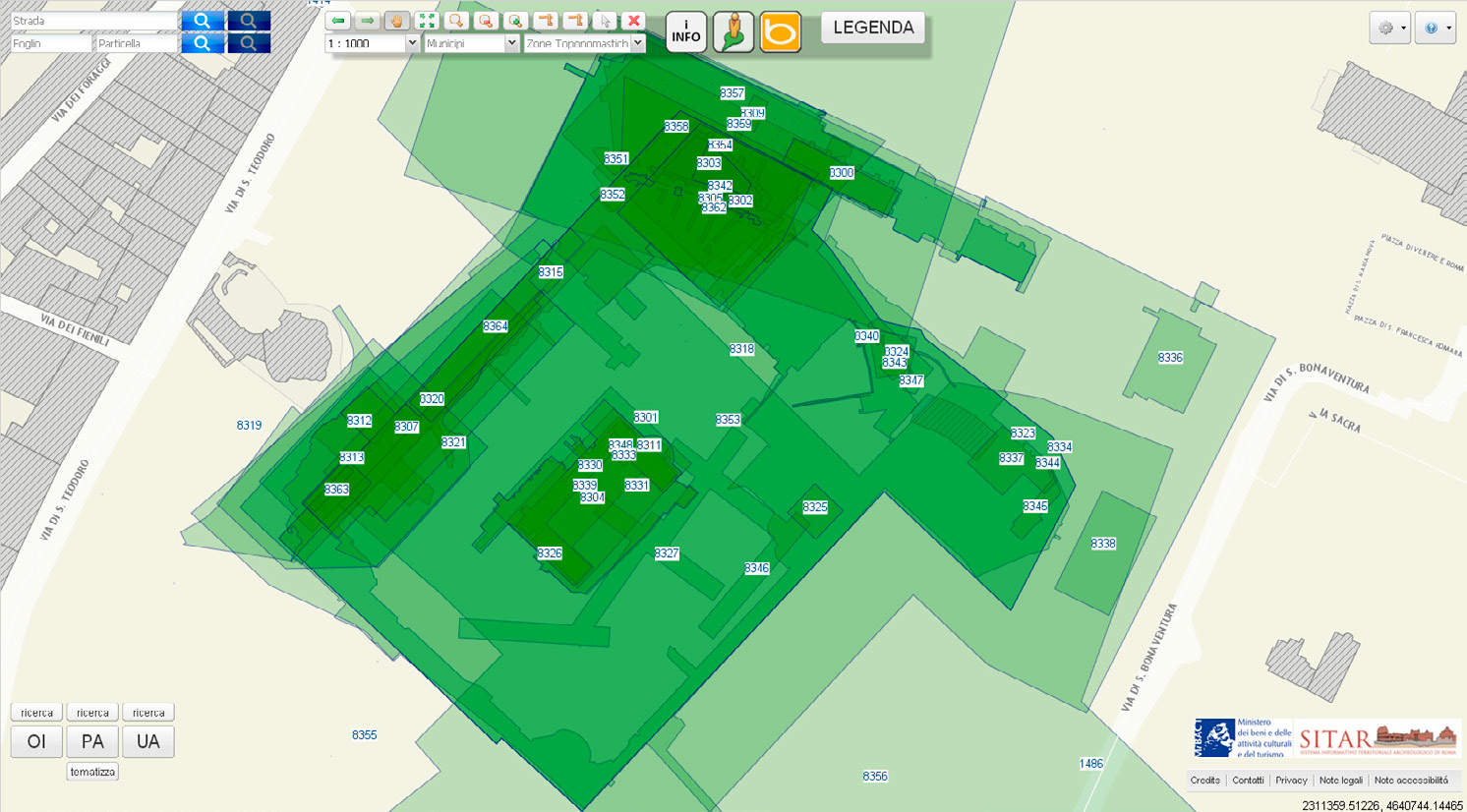 Fig. 8 – Le Origini dell’Informazione (OI) attualmente visualizzabili e consultabili nel webGIS SITAR.