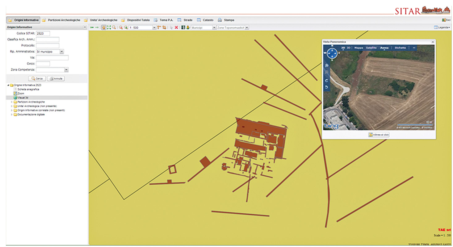 Fig. 3 – La cd. villa di Accorrabone-Cinquina nel webGIS SITAR (elaborazione A. Cecchetti).