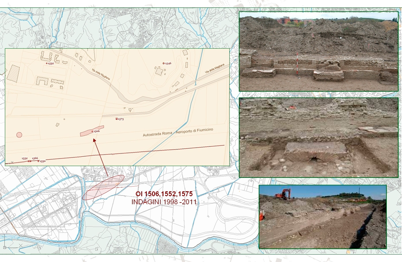 Fig. 5 – Procedure di Tutela Archeologica: tratto di acquedotto portuense rinvenuto nell’area di Ponte Galeria (elaborazione P. Gringmuth).