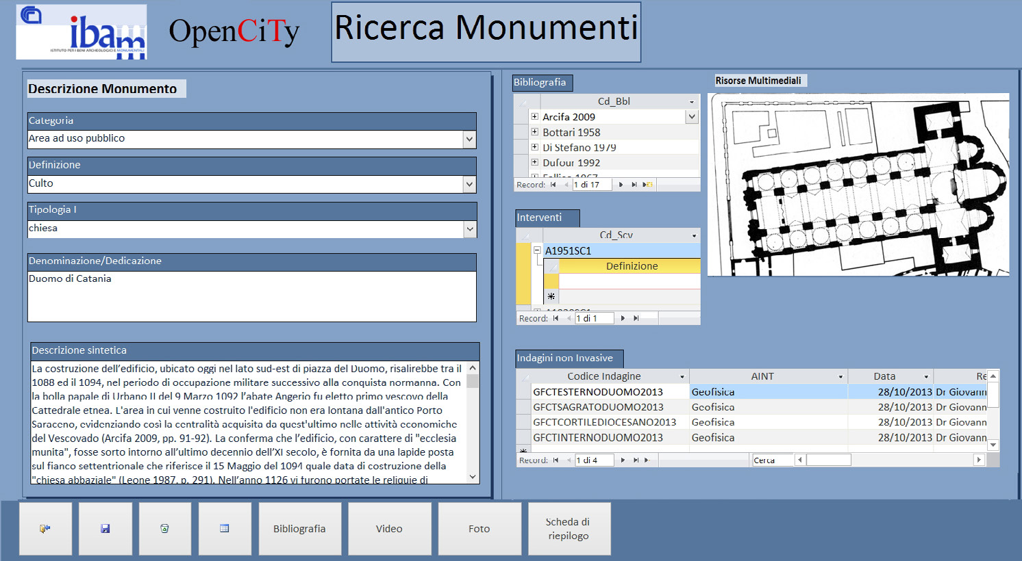 Fig. 8 – Database, esempio di scheda d’inserimento.