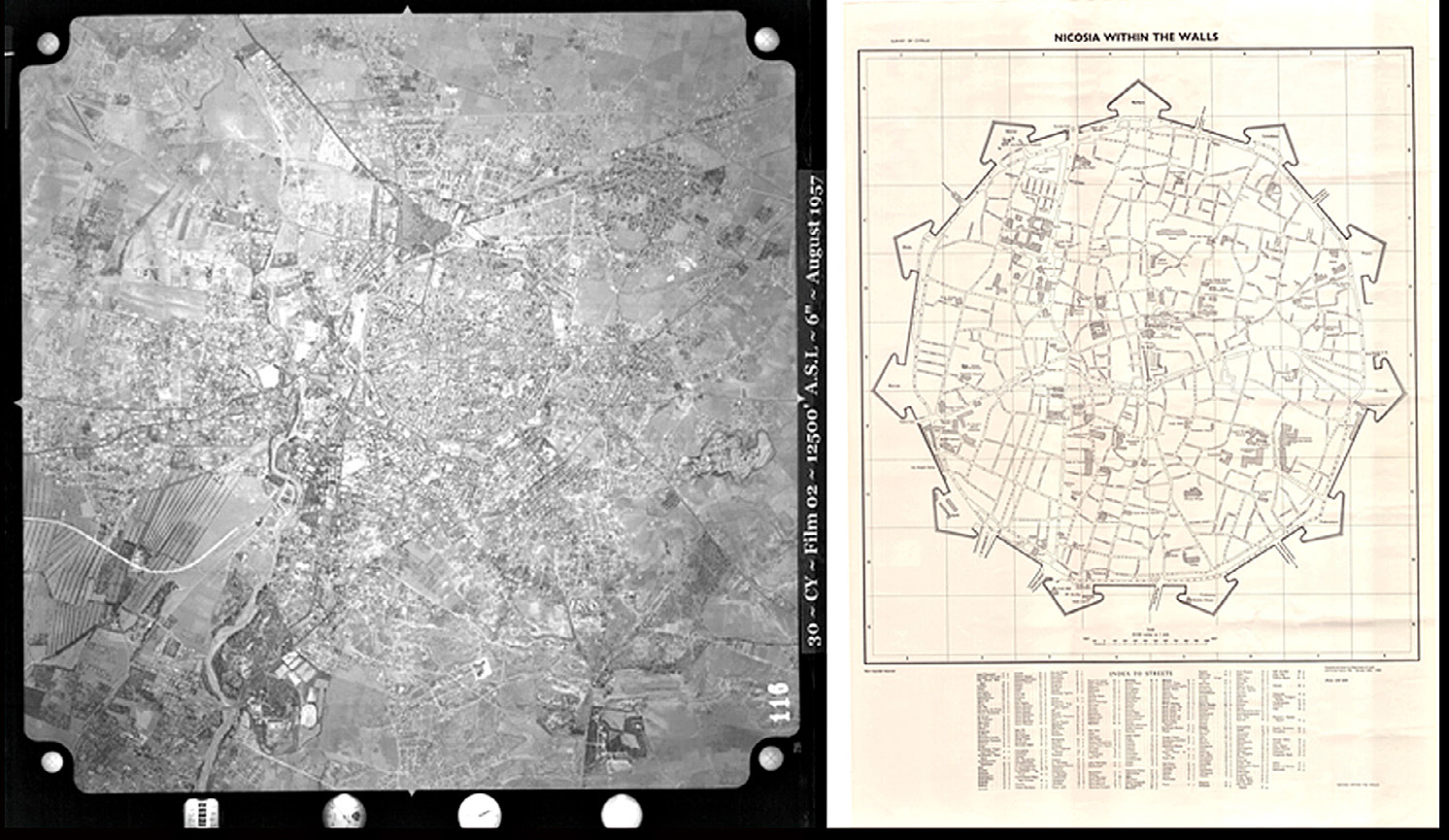 Fig. 3 – Foto aeree e piante utilizzate per il progetto GIS.